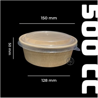 bowl kraft con tapa 500cc 50 unidades