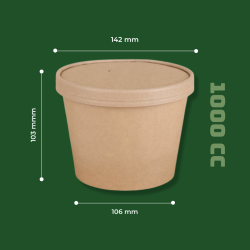 BOWL KRAFT 1000 CC CON TAPA CARTÓN X CAJA