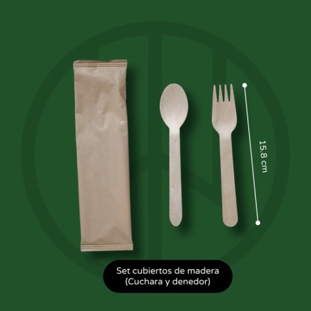 Set cuchara denedor madera 500 unidades