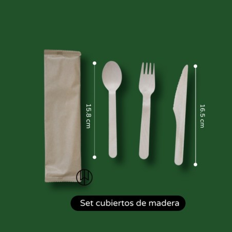 SET CUBIERTOS DE MADERA 500 unids