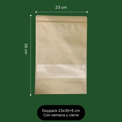 bolsa kraft doypack  23x35+5cm x 50 unids