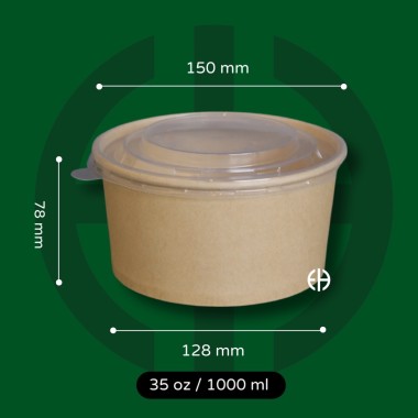 BOWL KRAFT 1000 ml CON TAPA PP X CAJA