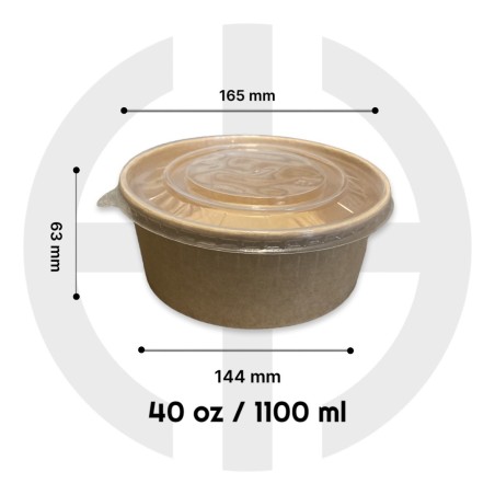 BOWL KRAFT 1100 CC CON TAPA PP X 300 unids.