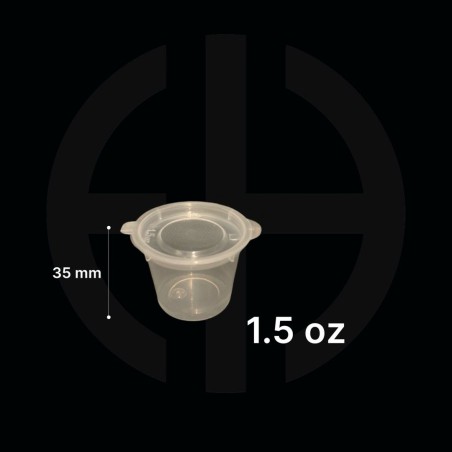 Pocillo con tapa bisagra 1.5 OZ  1000 unids