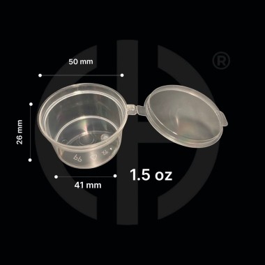 Pocillo con tapa bisagra para salsas 1.5 oz 1000...