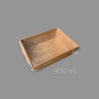 Caja kraft 900cc con tapa transparente x caja