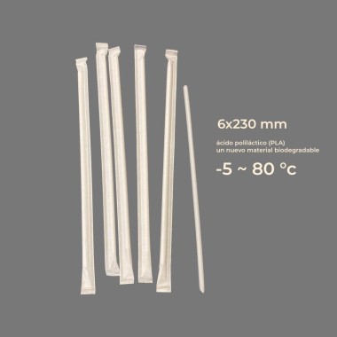 Bombilla pla biodegradable 6x230mm x caja