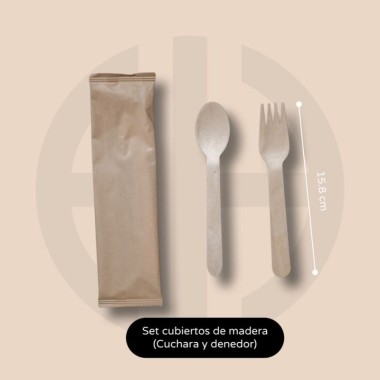 Set cuchara denedor madera 500 unidades