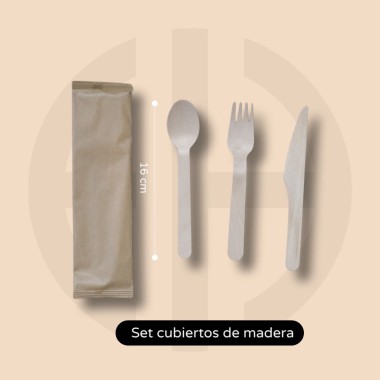 SET CUBIERTOS DE MADERA 500 unids