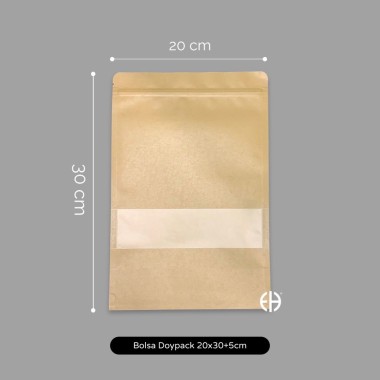 bolsa kraft doypack  20x30+5cm 50 unids