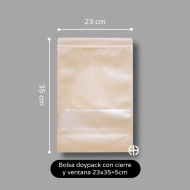 bolsa kraft doypack  23x35+5cm x 50 unids