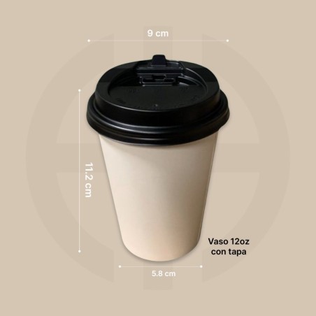 VASO KRAFT 12 oz 400 ml con tapa 1000 unids