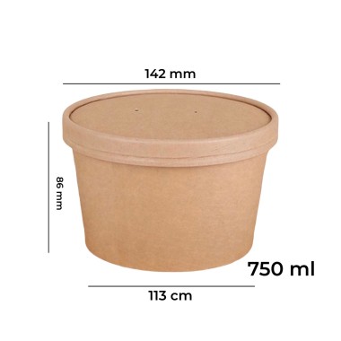 bowl kraft 750 ml con tapa Cartón 50 unids