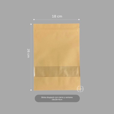 bolsa kraft doypack  18x26+4cm x 50 unids