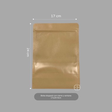 bolsa kraft doypack  17x24+4cm 50 unids