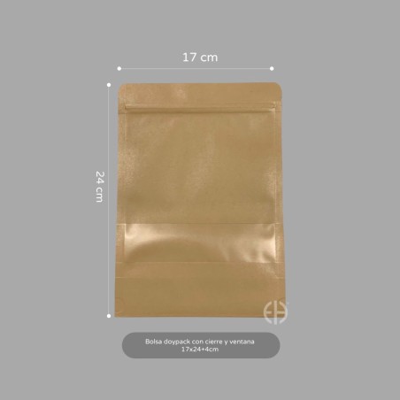 bolsa kraft doypack  17x24+4cm 50 unids