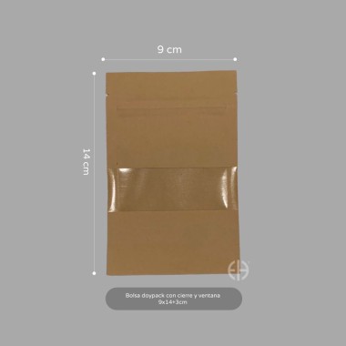 bolsa kraft doypack  9x14+3cm x 50 unids