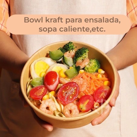 bowl kraft con tapa pp 1000ml 50 unidades