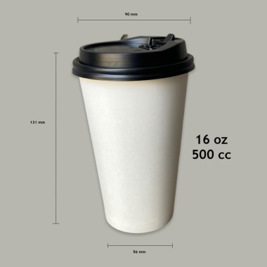vaso papel con tapa 16 oz 50 unids
