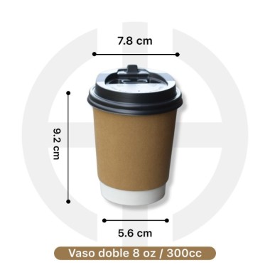 vaso papel doble 8 oz con tapa 50 unids