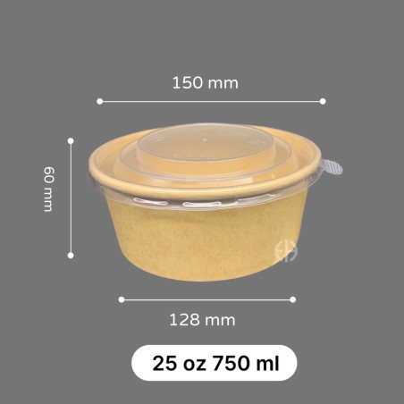 BOWL KRAFT 750 ml CON TAPA PP 300 unids