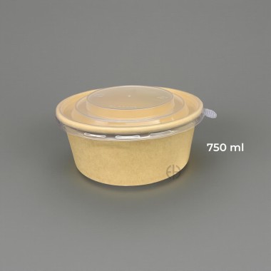 bowl kraft con tapa pp 750 ml 50 unidades