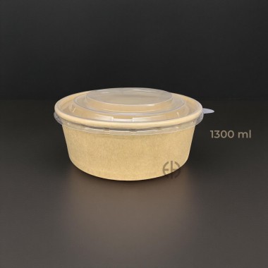 bowl kraft con tapa pp 1300ml 50 unidades