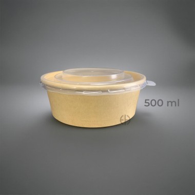 BOWL KRAFT 500 ml CON TAPA PP 300 unids