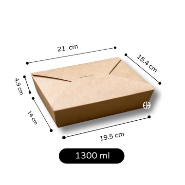 Caja kraft cierre cruzado 1300 ml  200 unidades